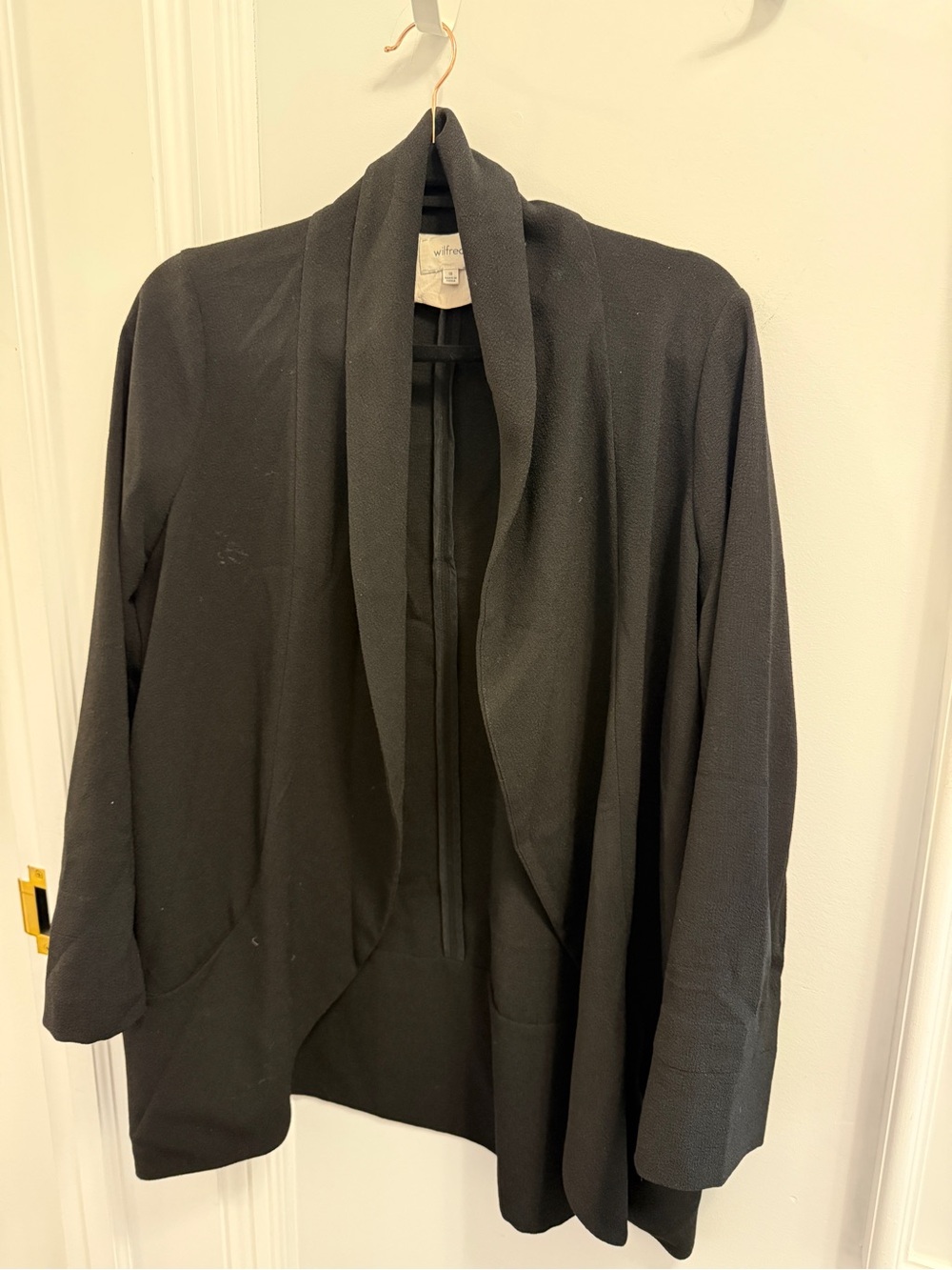 Aritzia Wilfred Black Open-Front Draped Jacket